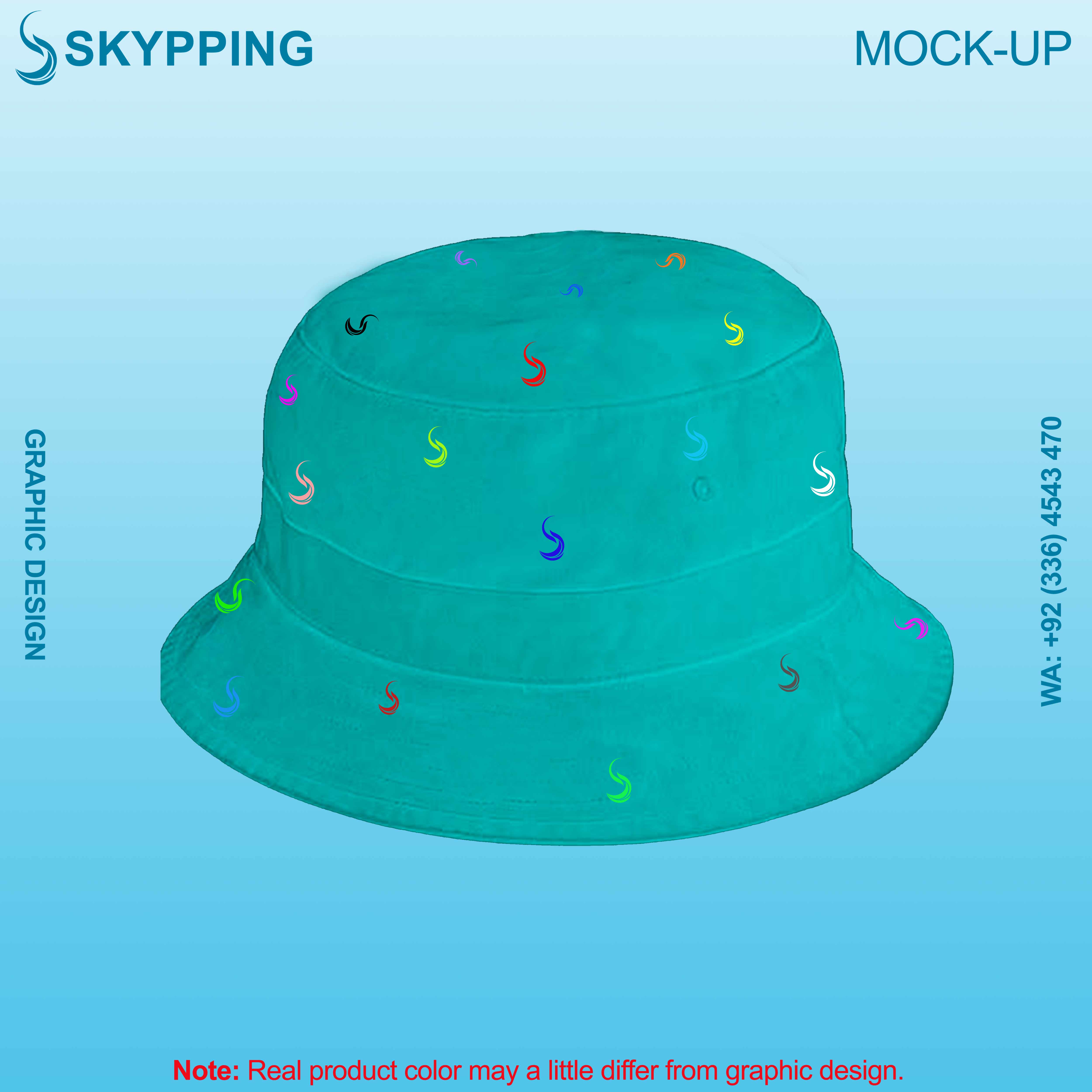 Bucket Hat - Boonie Hat with multiple colored logo in embroidery with denim fabric